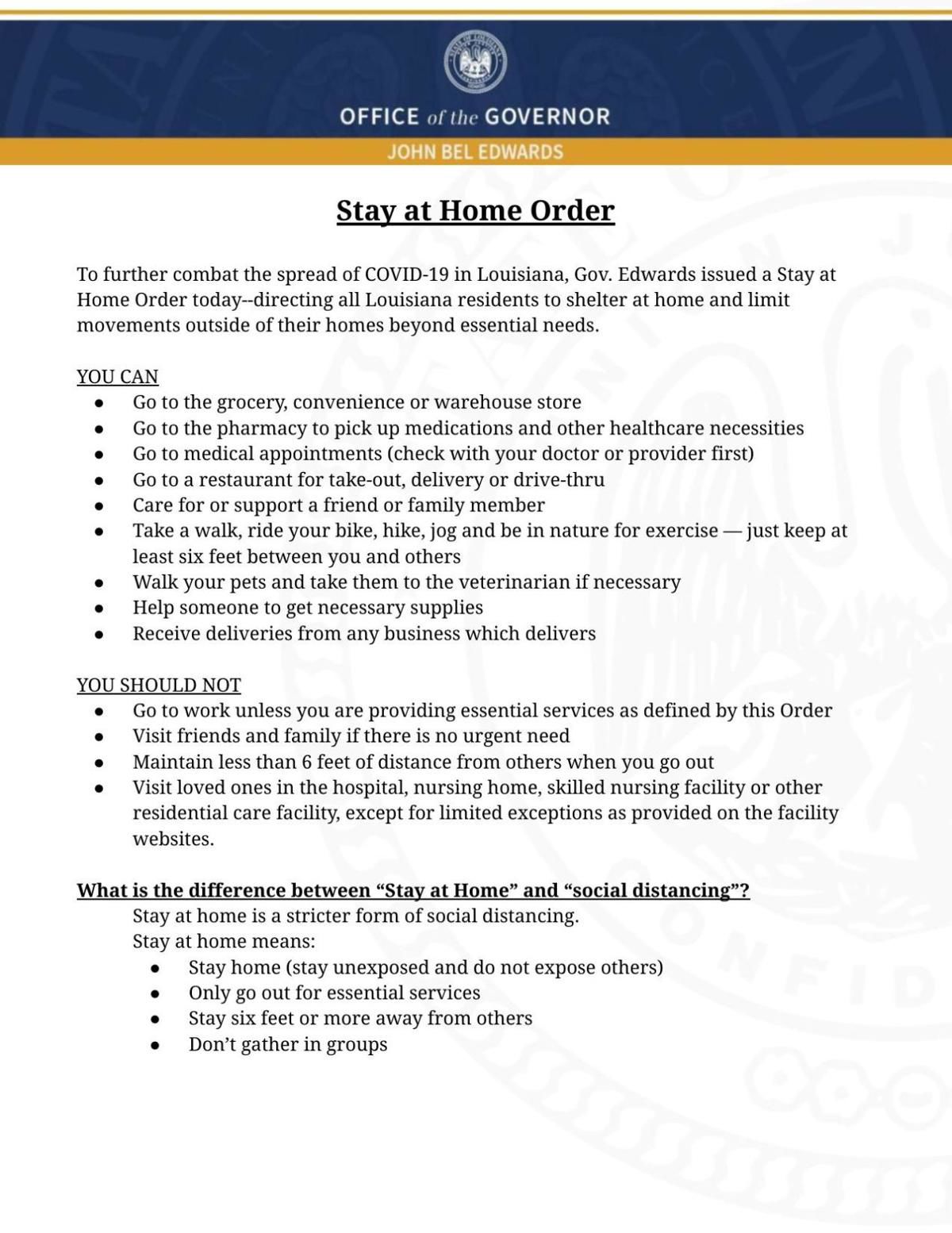 Announcement from the office of the Governor re COVID-19